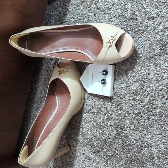 Cole Haan Leather Nude Peep-Toe Pumps - Picture 4 of 5